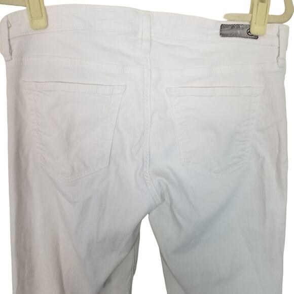 AG Adriano Goldschmied Womens 28 White Denim Stevie Slim Straight Cuffed Jeans - Picture 8 of 8
